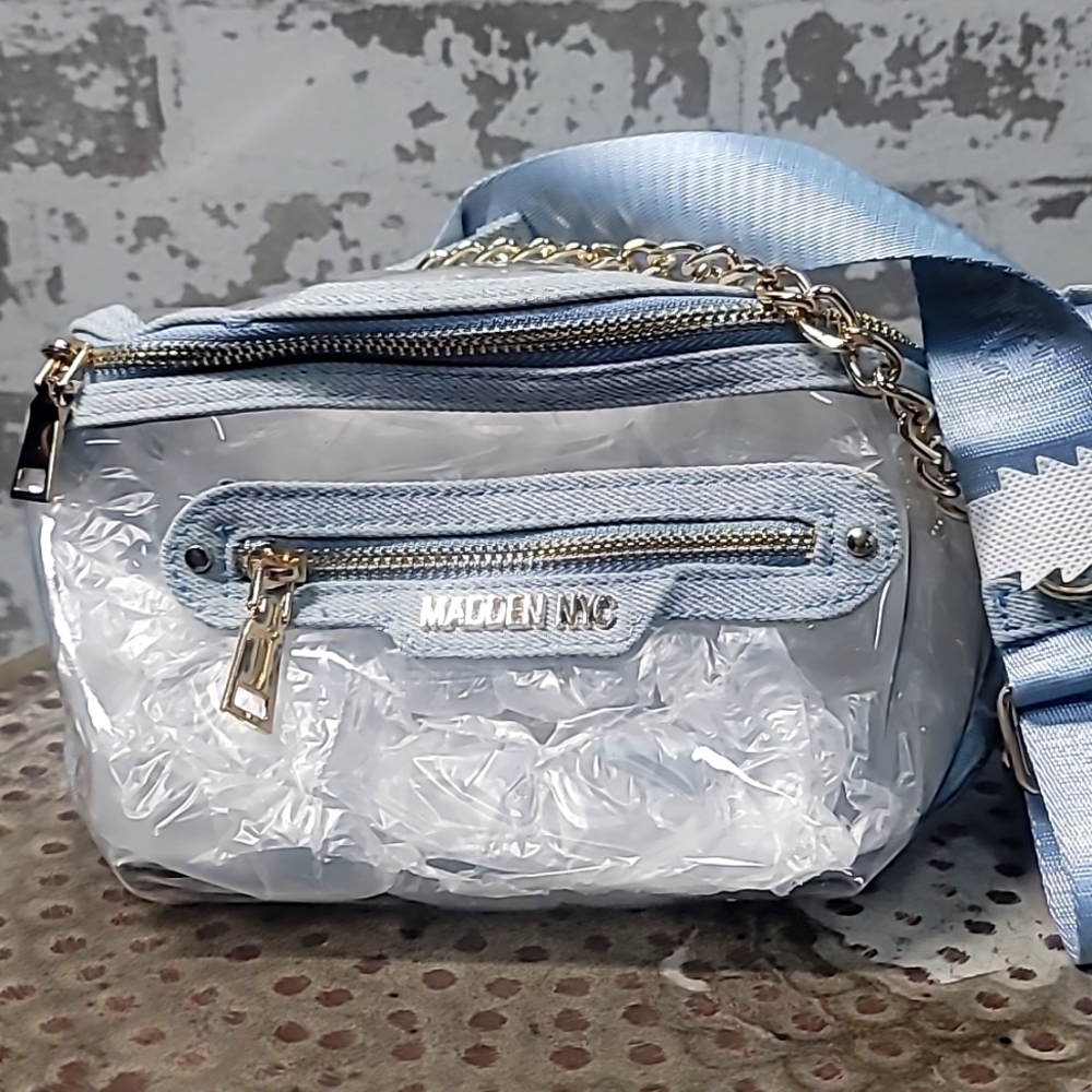 Transparent and Jean blue Women's Crossbody with Chain Strap